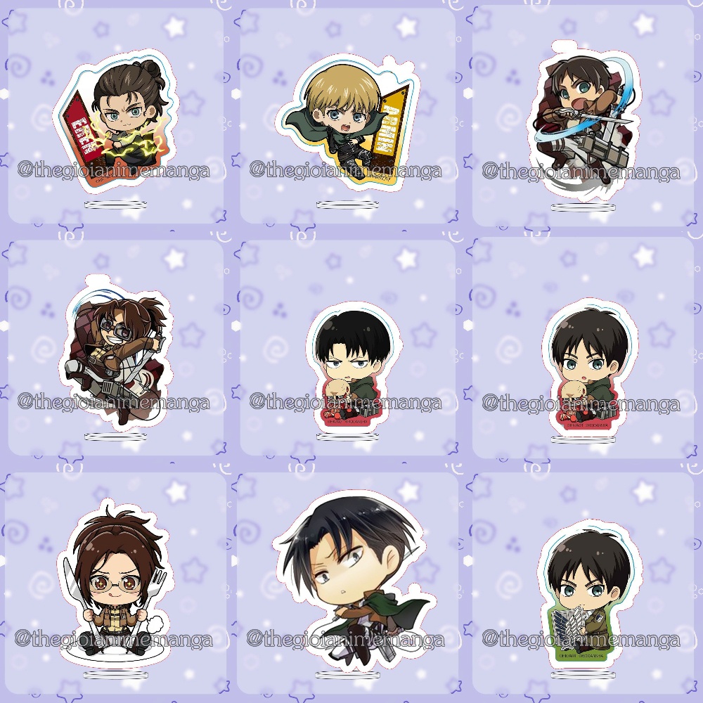 (3cm) Mô hình Standee ATTACK ON TITAN Đại chiến Titan anime chibi mica trưng bày