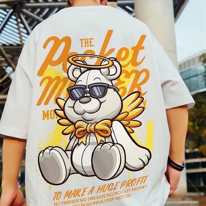 Áo Thun Tay Ngắn Dáng Rộng In Họa Tiết Hoạt Hình Phong Cách Hip Hop Thời Trang Mùa Hè Cho Nam Giới [M-8XL]