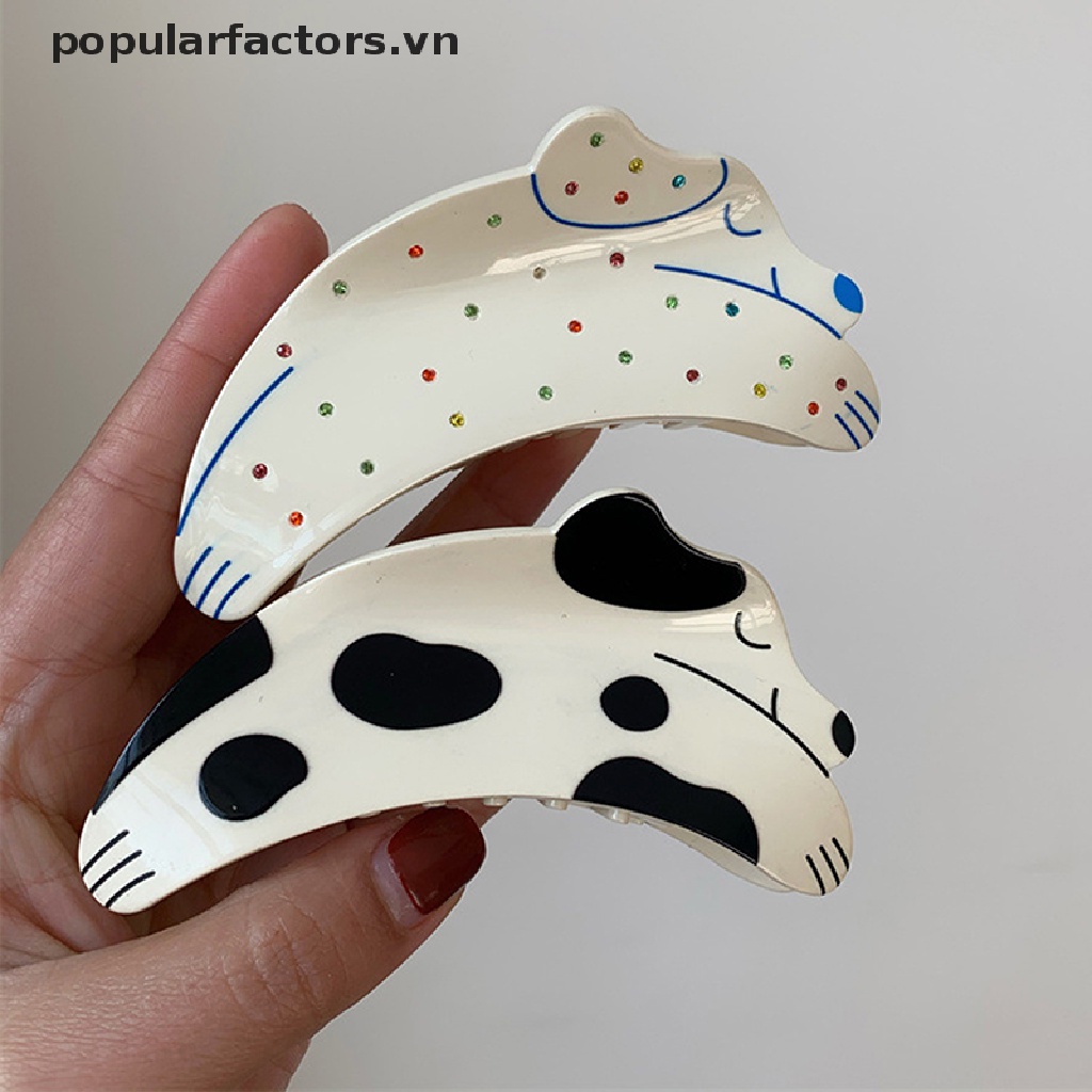 Kẹp Tóc Đính Đá Hình Chó Dalmatian Màu Sắc Đáng Yêu