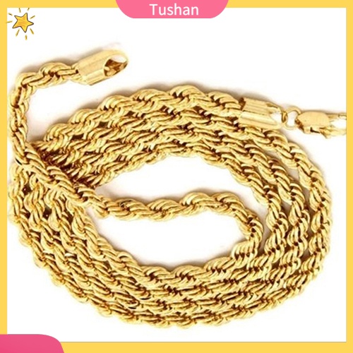 TUSH_Women's Men's Charm Fashion Jewelry Goldplated Twist Chain Choker Necklace