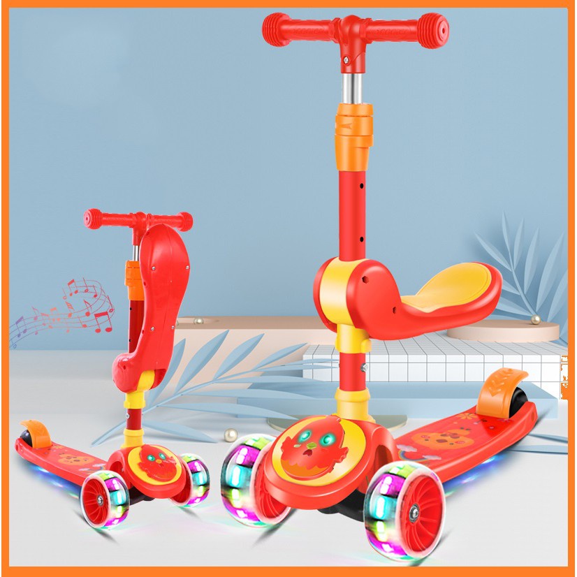 Đồ Chơi Vận Động Xe Chòi Chân, Xe Bươn Trượt Chân Cho Bé Bánh Có Đèn Có Nhạc 3 in1 Chịu Lực 90KG