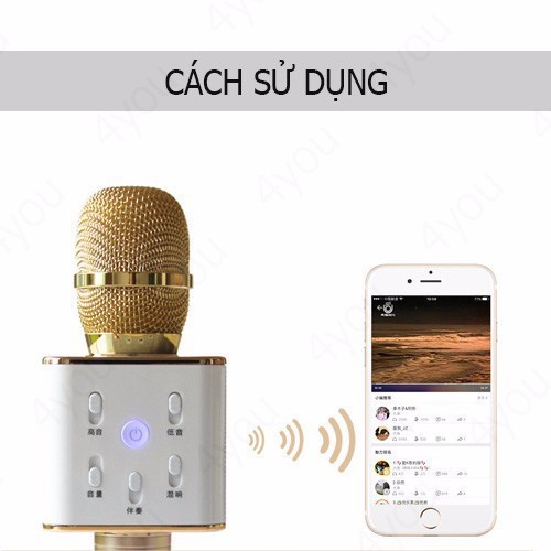 [FreeShip]Micro karaoke Q7U 3 trong 1-Kết nối Bluethooth-Không hộp