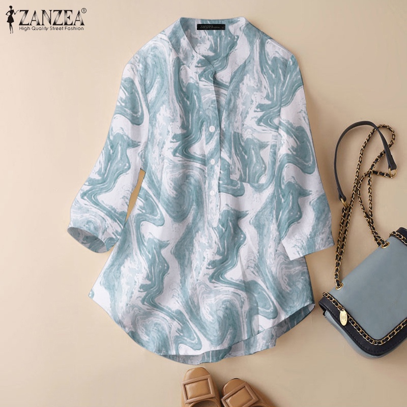 Zanzea Áo Nữ Tay 3 / 4 Cổ Tròn Thời Trang Cá Tính