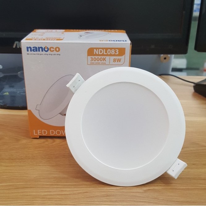 Đèn Âm Trần Nanoco 8W NDL086 Ánh Sáng Trắng Phi 90mm