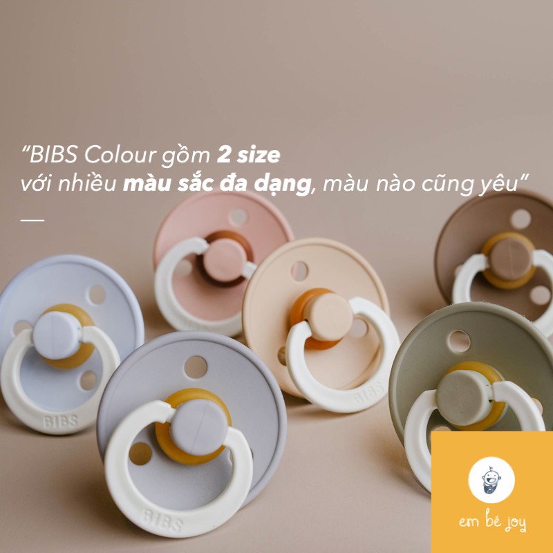  [Chính hãng - tặng nắp trứng] Ti giả cao su thiên nhiên BIBS Colour Đan Mạch