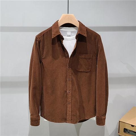 Áo Sơ Mi Nhung Kẻ Dài Tay Phong Cách Retro Nhật Bản Giản Dị Dành Cho Nam