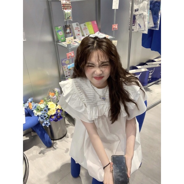 Váy babydoll trắng tiểu thư xinh xắn đáng yêu hàn quốc