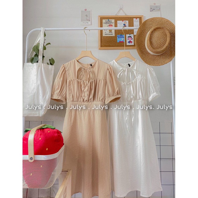 Váy khoét ngực buộc nơ 2 màu (ảnh thật shop chụp kèm video)
