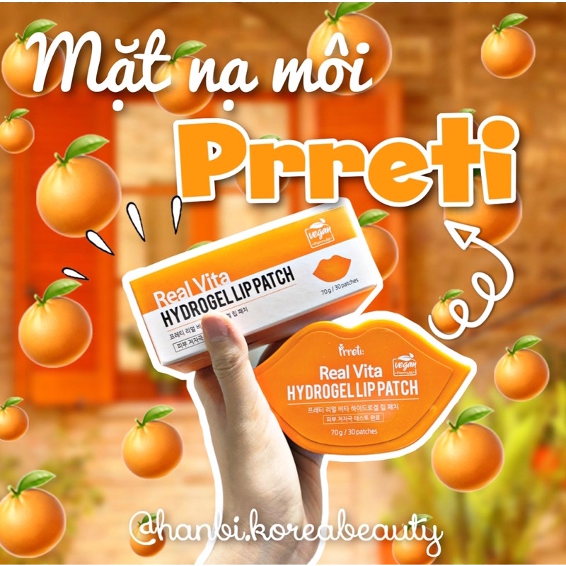 Mặt nạ môi 𝗣𝗿𝗿𝗲𝘁𝗶 𝗥𝗲𝗮𝗹 𝗩𝗶𝘁𝗮 𝗛𝘆𝗱𝗿𝗼𝗴𝗲𝗹 𝗟𝗶𝗽 𝗣𝗮𝘁𝗰𝗵 🍊🍊