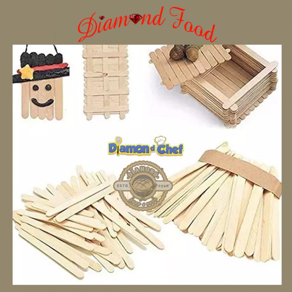 [Siêu Rẻ] 50 Que Kem Gỗ/Làm Kem Que/Đồ Handmade 11*1*0.2cm Loại Đẹp HOT HOT HOT