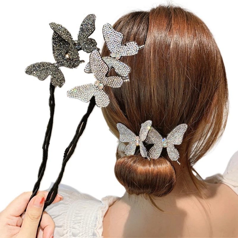 1 Kẹp Tóc Xoăn Hình Bướm Chống Trượt Phong Cách Cổ Điển Thanh Lịch DIY