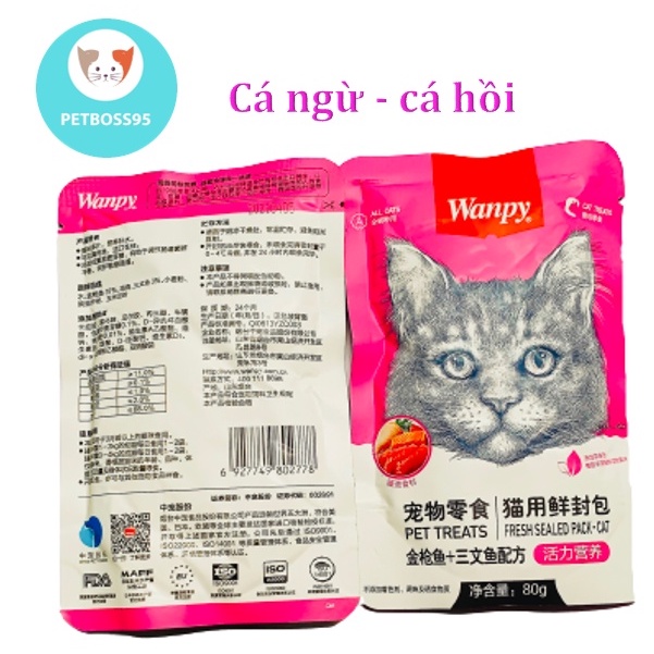 PATE WANPY 80G CHO MÈO, NHIỀU VỊ