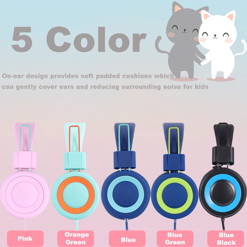 Tai Nghe Chụp Tai Có Dây Kèm Mic Kiểu Dáng Dễ Thương Cho Trẻ Em/Người Lớn