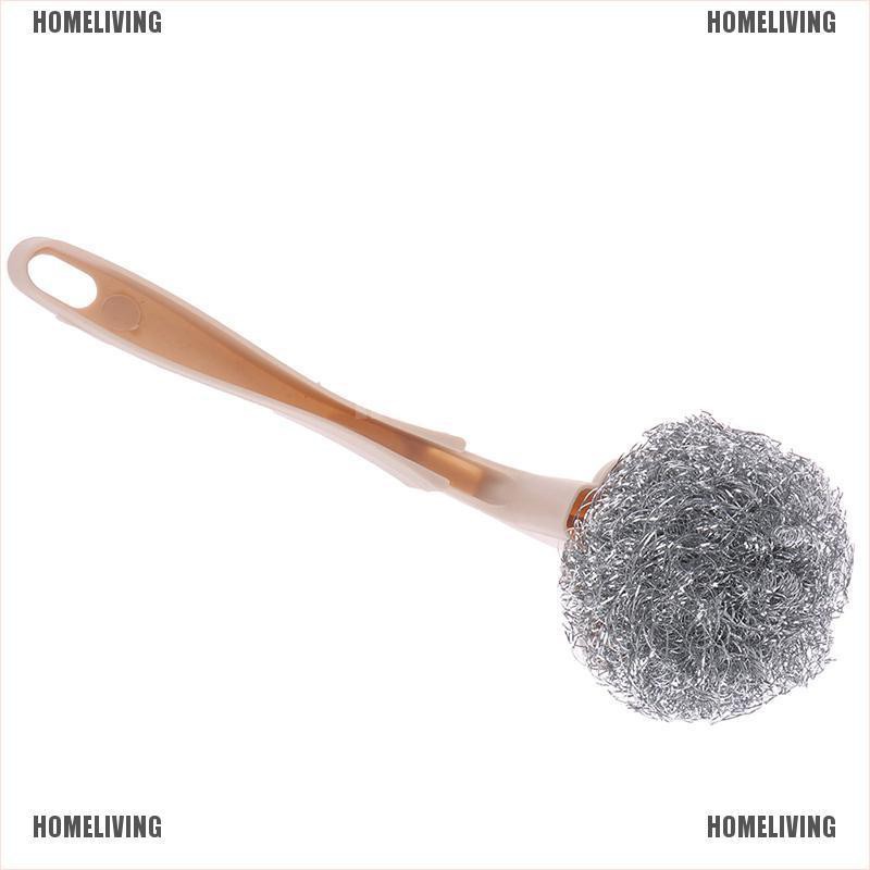 Miếng Chà Nồi Bằng Sợi Thép Không Gỉ Với Tay Cầm Dài Tiện Dụng Cho Nhà Bếp