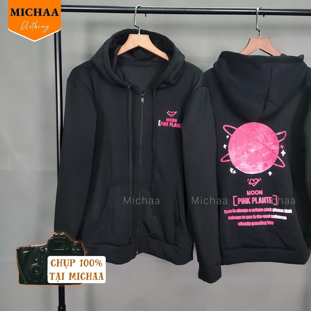 Áo Khoác Nỉ Hoodie FE PINK PLANTE MOON Nam Nữ Ulzzang Unisex Dây Kéo Form Rộng - MICHAA