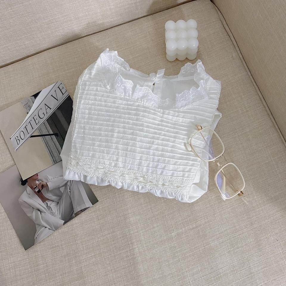 [ẢNH THẬT]Sơ Mi Ren Tiêu Thư Dài Tay Phối Ren Vân Nổi Dáng Babydol Dễ Thương Công Sở Học Sinh