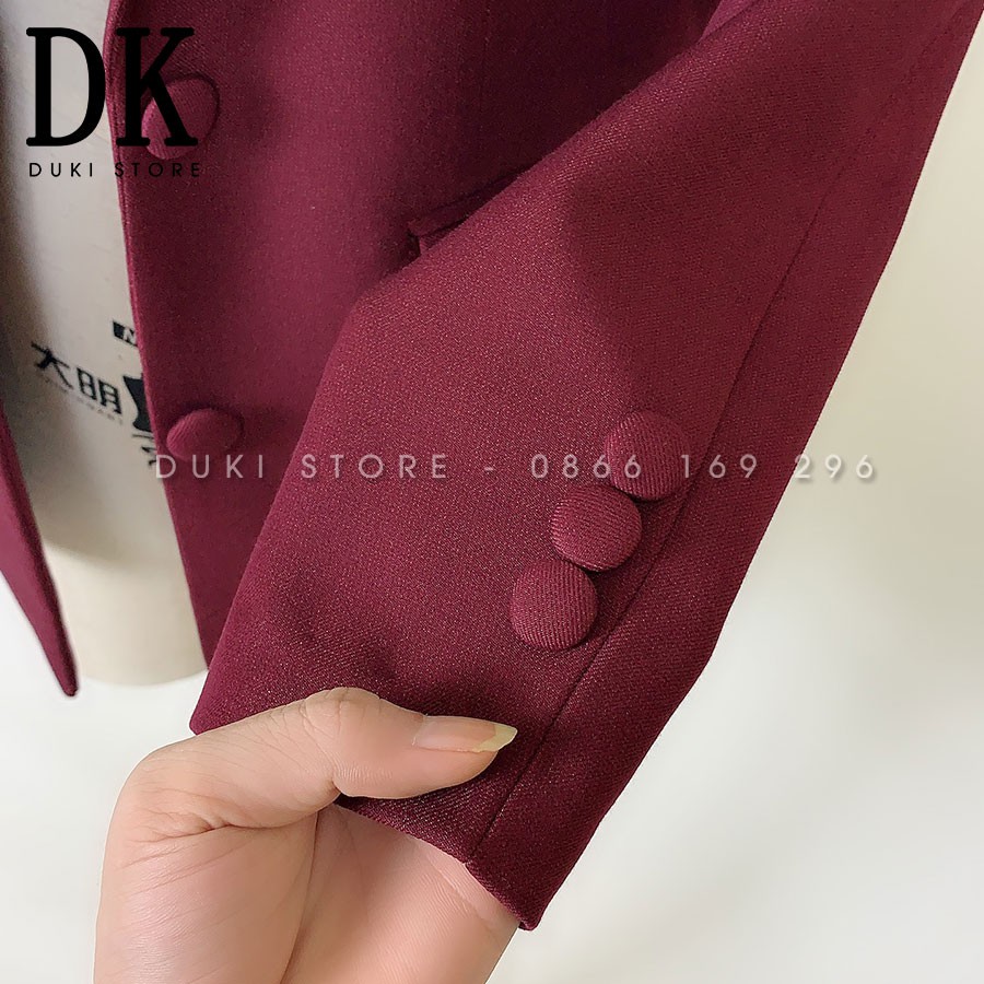 Bộ vest nữ quần ống rộng (video và ảnh thật) màu đỏ đô cực sang - DUKI STORE