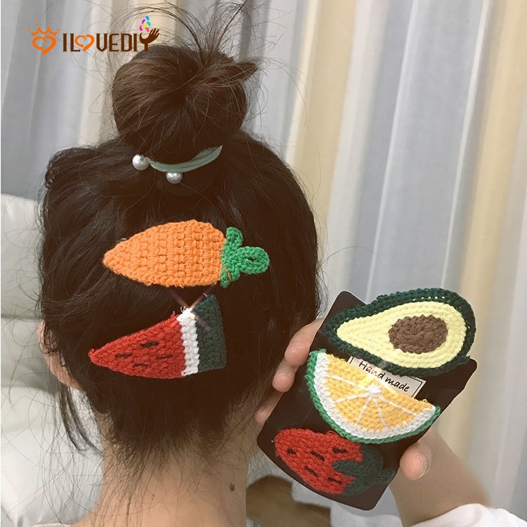 Kẹp tóc dệt kim thủ công phong cách Hàn Quốc thời trang xinh xắn cho nữ