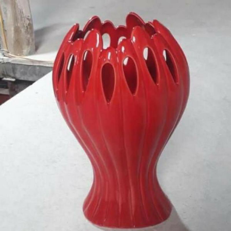 Lọ hoa bàn tay phật Bát Tràng men hỏa biến.