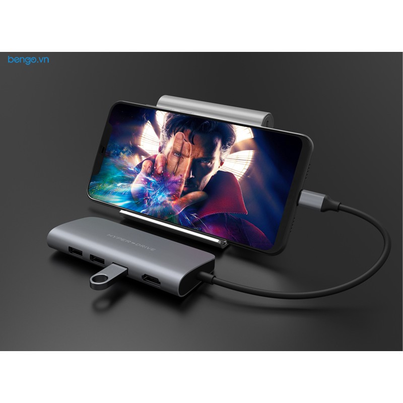 Cổng Chuyển 9 In 1 USB-C Hyperdrive POWER Hub Cho IPad Pro 2018, MacBook, Ultrabook, Chromebook &amp; Thiết Bị Dùng Type-C