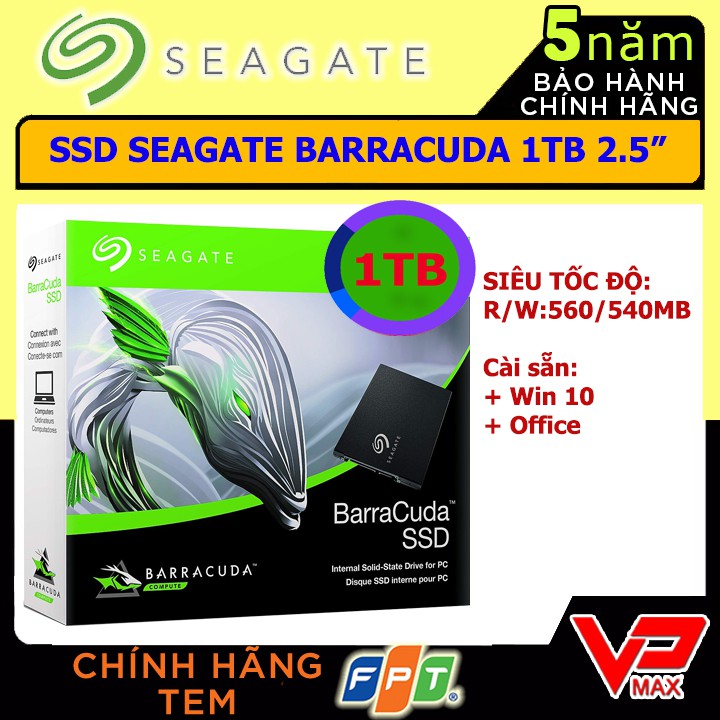 [Mã 255ELSALE giảm 7% đơn 300K] Ổ Cứng SSD 250Gb Seagate Baracuda bảo hành 5 năm | BigBuy360 - bigbuy360.vn