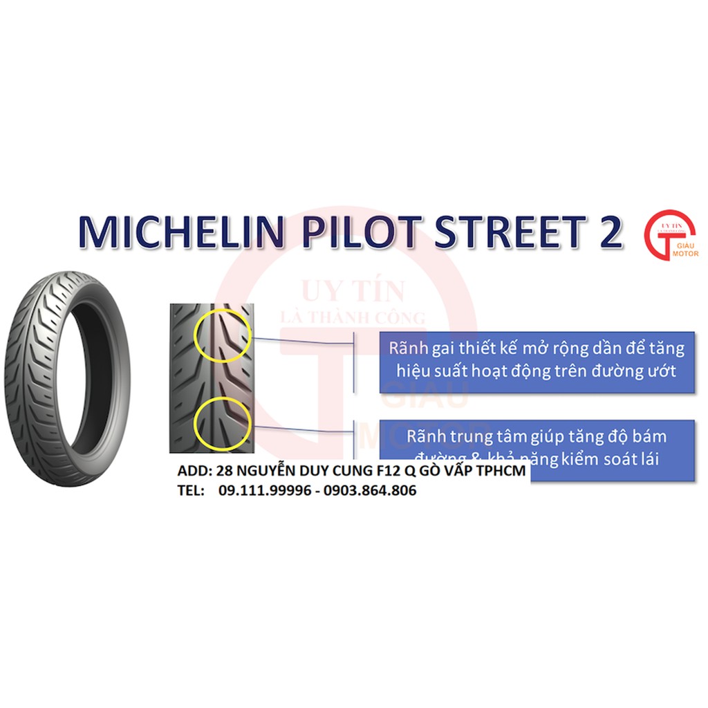 VỎ LỐP MICHELIN PILOT STREET 2 SIZE 80/90-17 TL CHÍNH HÃNG