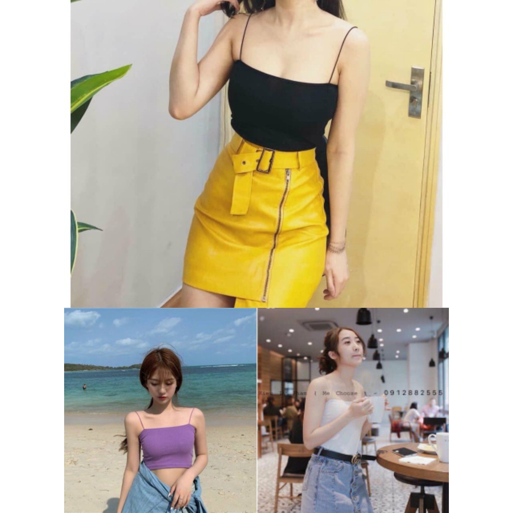 Đầm Nữ Xinh, Áo 2 Dây Nữ , Body 2s Dáng Ngắn 3 Màu SIÊU HOT B002