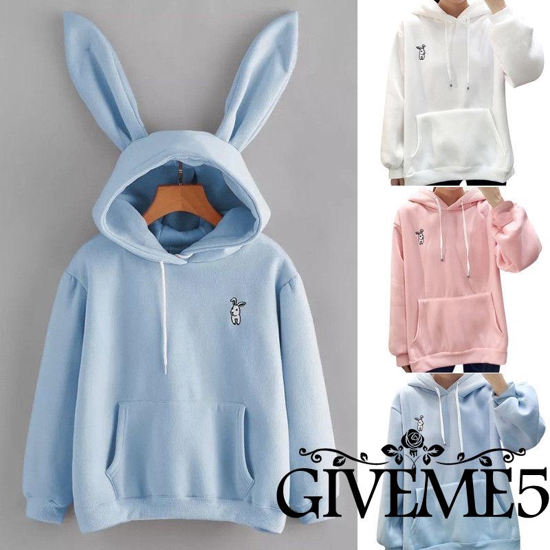 Áo hoodie tai thỏ dễ thương cho nữ