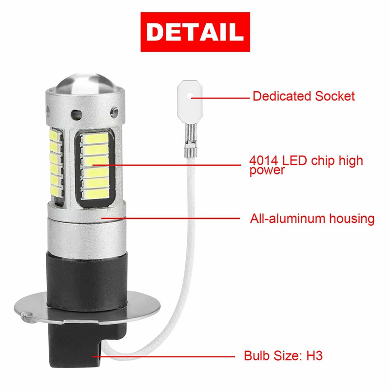 Set 2 bóng đèn LED sương mù siêu sáng H3 6000K 100W