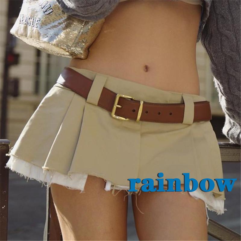 Chân Váy Ngắn Chữ A Lưng Thấp Phối Màu Cầu Vồng Thời Trang Mùa Hè Harajuku Y2K