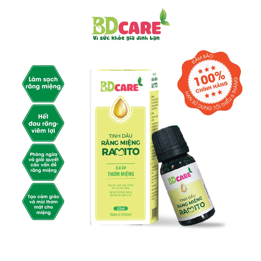 Tinh dầu răng miệng Ramito -10ml - làm sạch, tạo hơi thở thơm mát, phòng ngừa và hỗ trợ giải quyết các vấn đề răng miệng