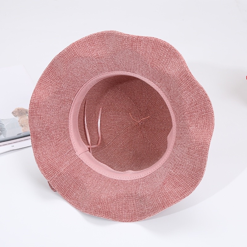 Mũ bucket nữ chất nhung mịn hoạ tiết gắn đá , phụ kiện thời trang nữ