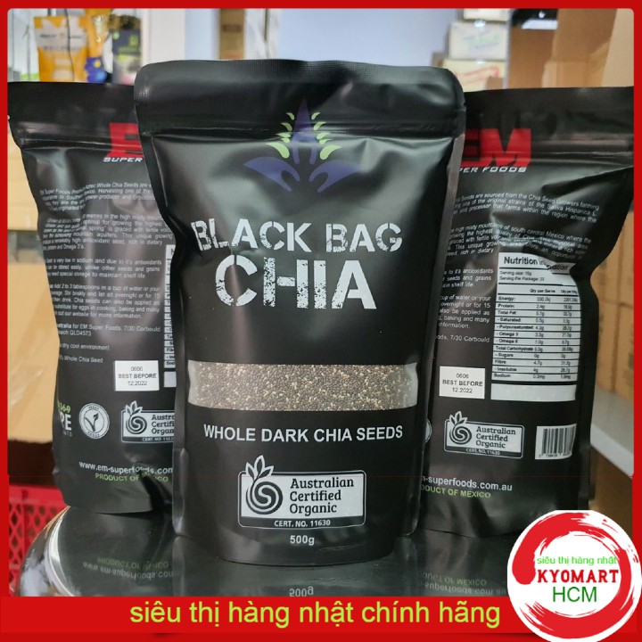 Hạt chia úc BLACK BAG CHIA Túi Đen 500gr (Hàng Chuẩn) (HSD tháng 8/2024)