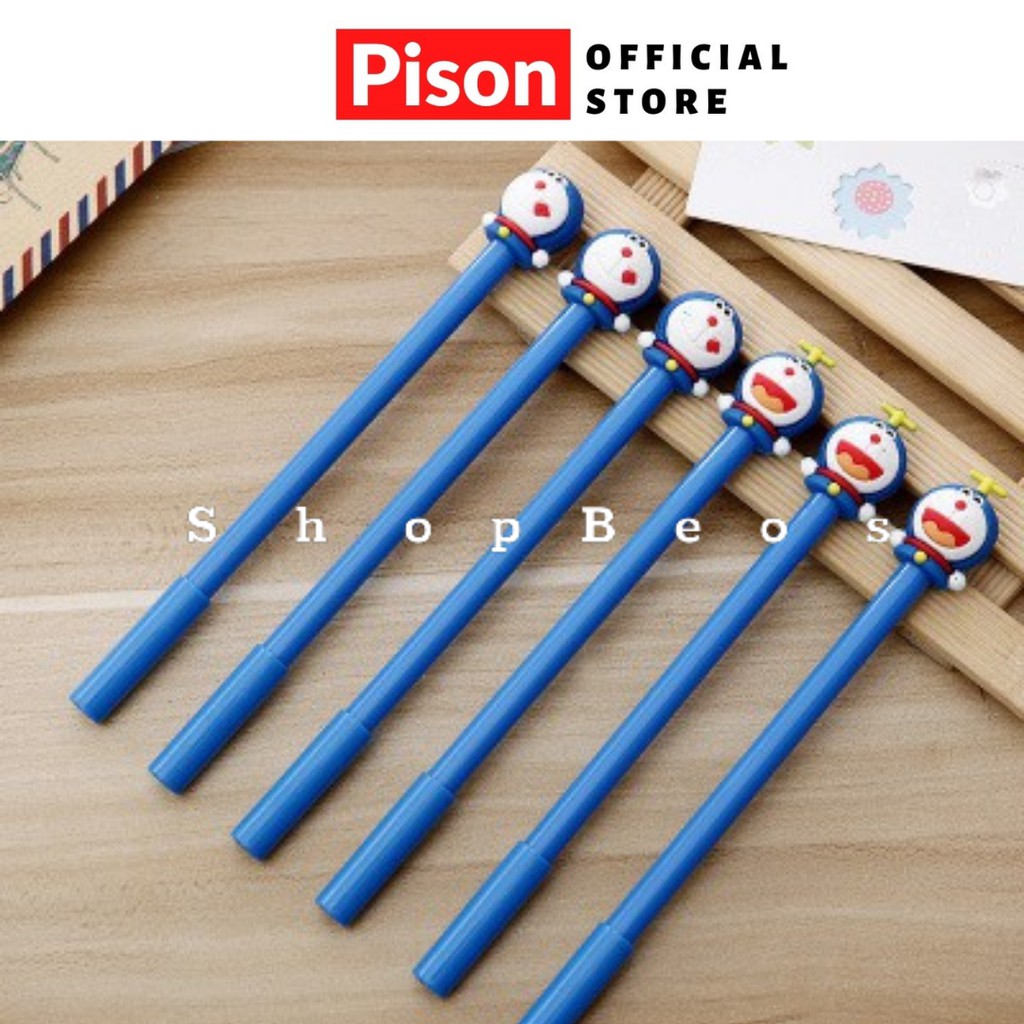 Bút bi nước mực gel hình Mon đầu tròn Pison, mực đen ngòi kim 0.38mm - SP0279 - 1 cái