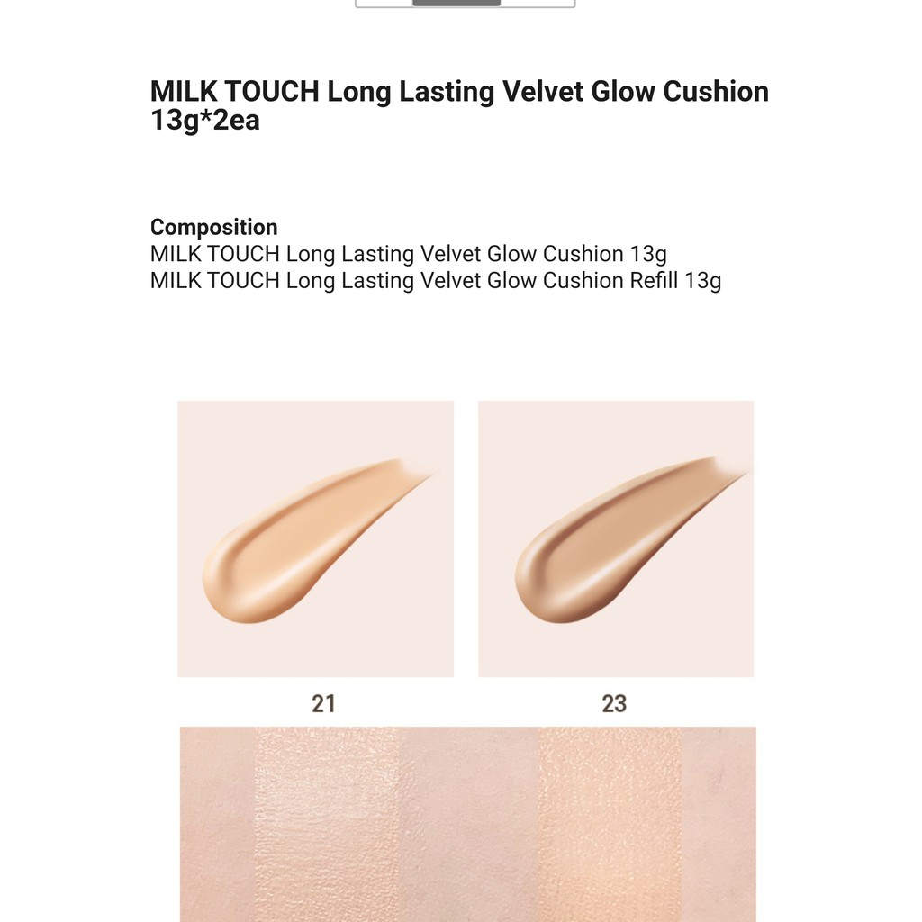 Phấn nước MILK TOUCH Long Lasting Velvet Glow Cushion | BigBuy360 - bigbuy360.vn