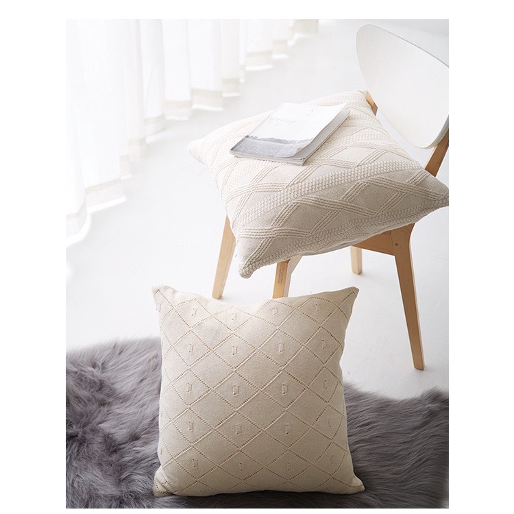 Vỏ gối vuông chất liệu cotton hữu cơ kích thước 50x50cm bền đẹp,hiện đại,cao cấp