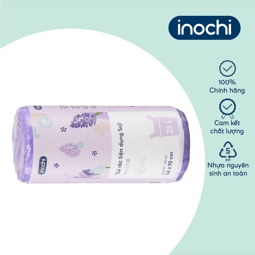 Túi rác tiện dụng Inochi - Soji 25L x 28 túi (Size M) Hương Lavender(có quai cầm)