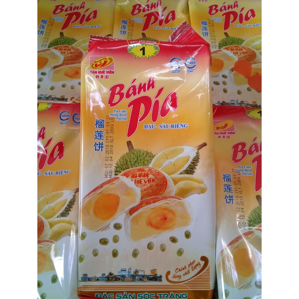 COMBO 4 GÓI BÁNH PÍA TÂN HUÊ VIÊN ĐẬU - SẦU RIÊNG TRỨNG MUỐI ( gói 280gr gồm 4 cái bánh )