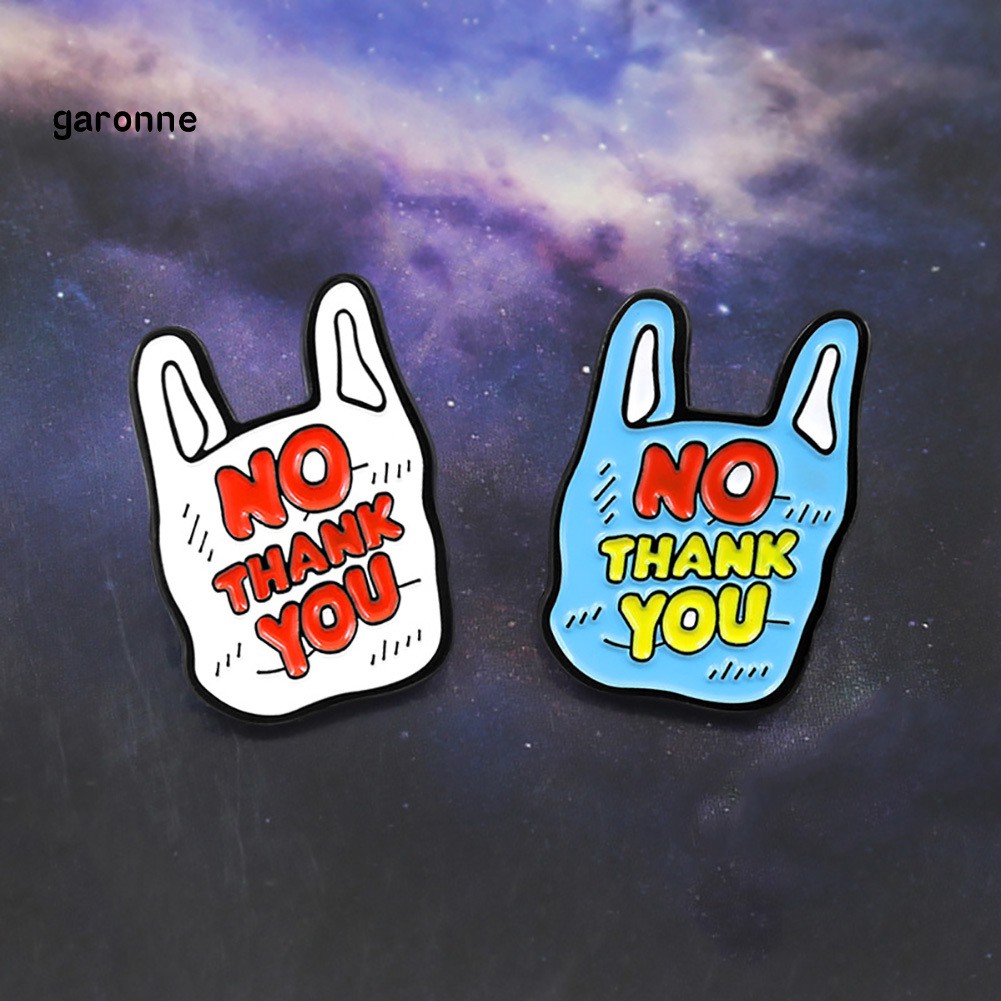 Cài áo hình đôi tai tráng men ngộ nghĩnh in chữ cái tiếng Anh &quot; No Thank You &quot;