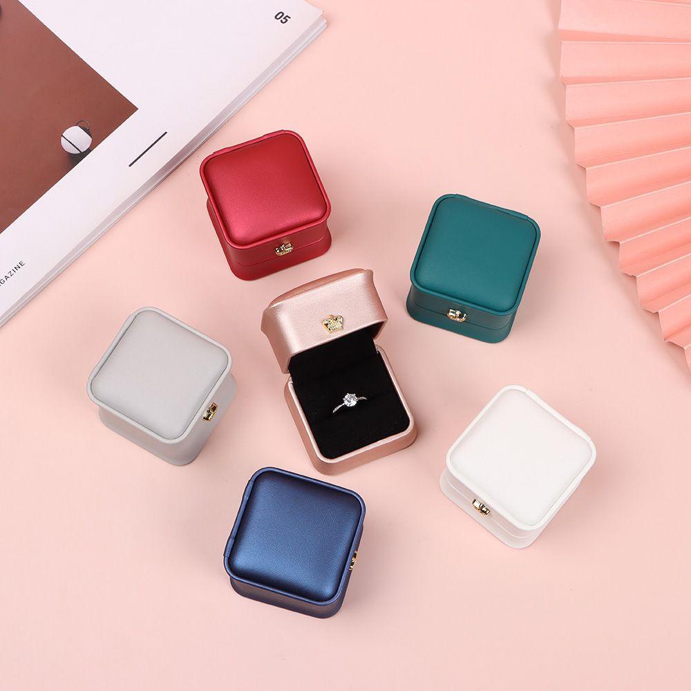 Hộp Đựng Trang Sức Bằng Da PU Hình Vuông Tiện Dụng Ốp