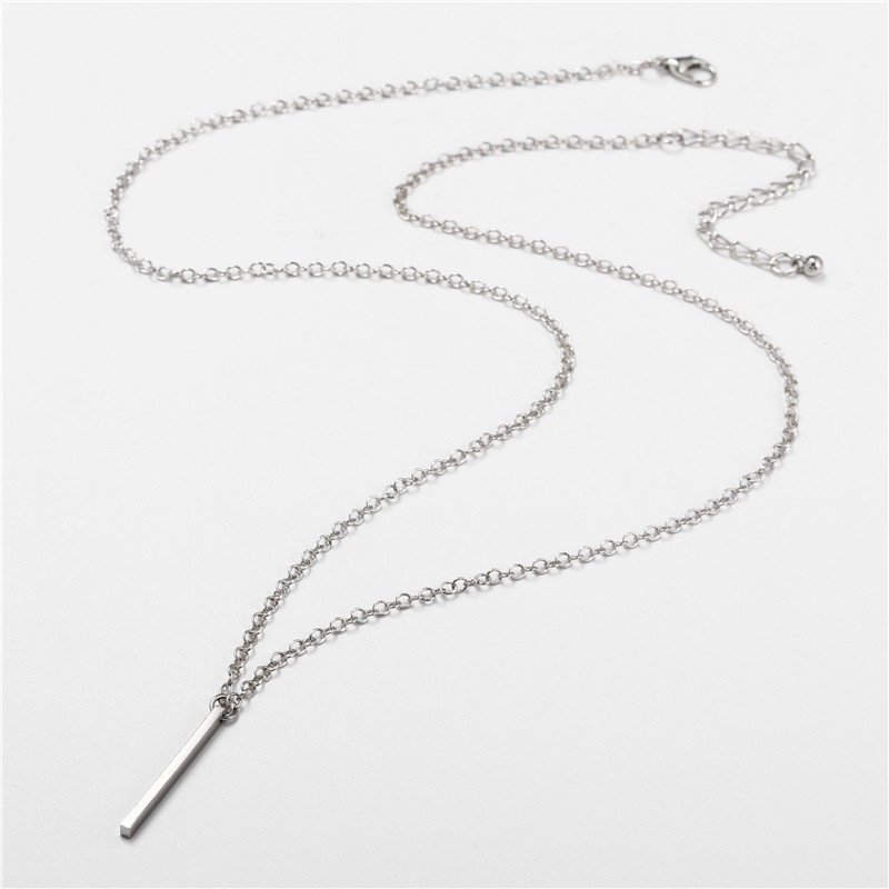 Vòng cổ Thép Không Gỉ Mặt Hình Chữ Nhật Đơn Giản Cho Nam Nữ