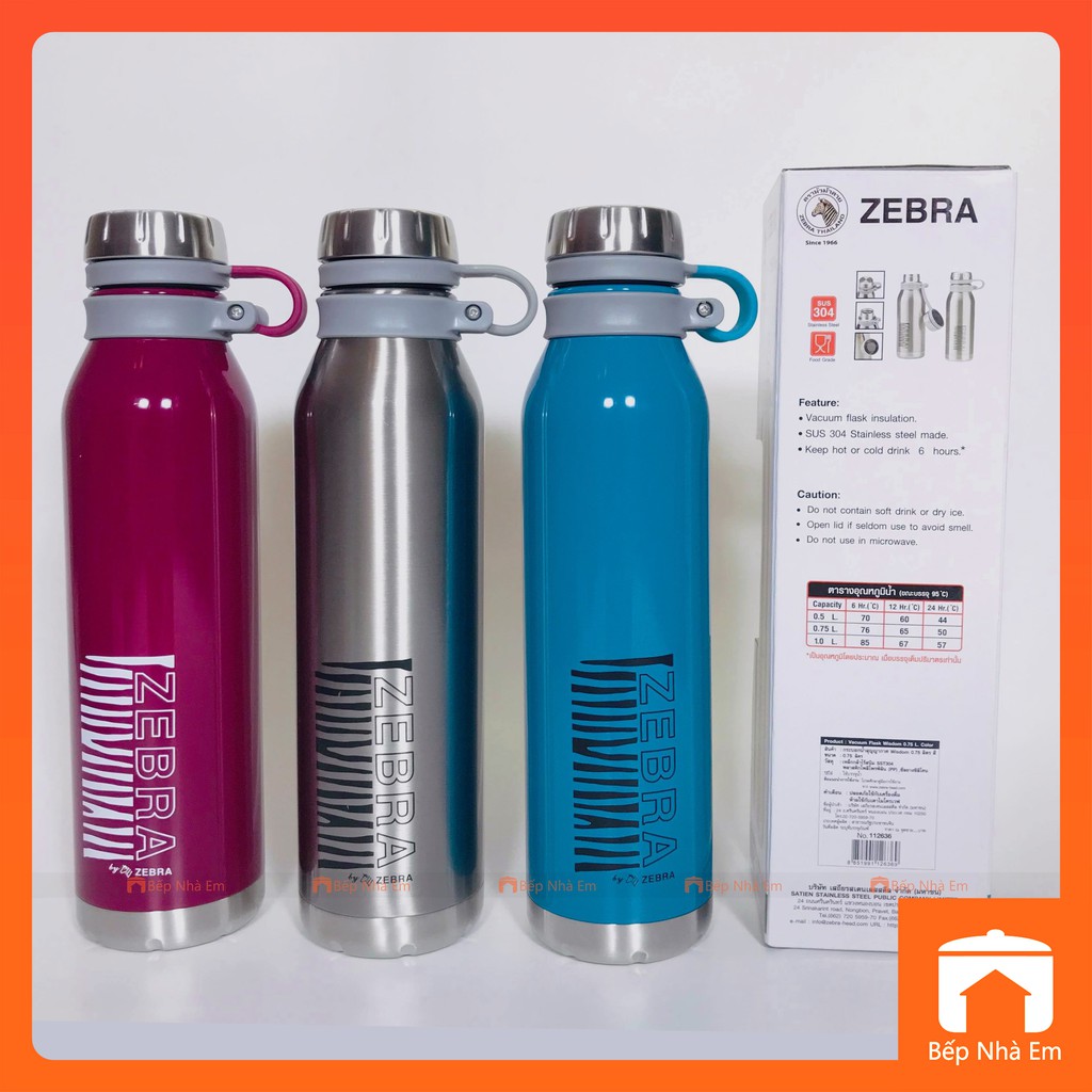 Bình Giữ Nhiệt ZEBRA Wisdom 0.5L_0.75L_1L (Inox 304) - 112635_112636_112637. Nhập Khẩu Thái Lan