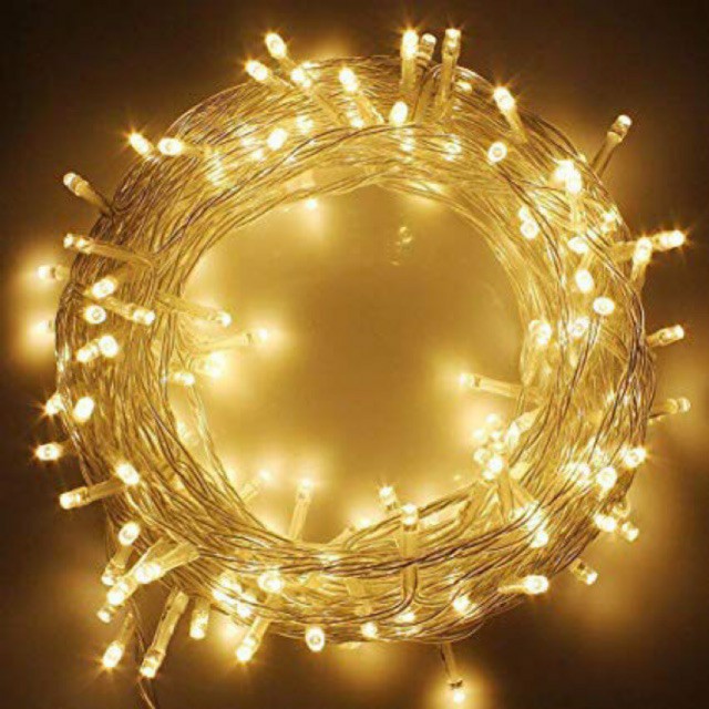 Xài điện- Dây đèn led đom đóm trang trí không chớp nháy 7.5m 50 bóng vàng ấm- đèn noel