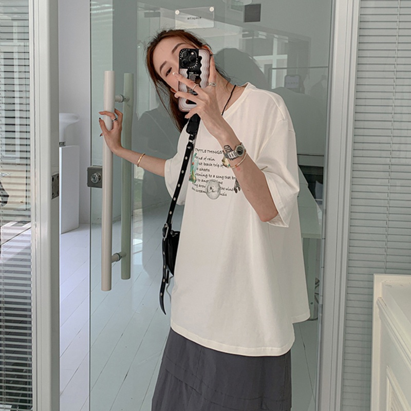 NRVP Áo Thun Cotton Tay Ngắn Cổ Tròn Màu Trơn Thời Trang Dành Cho Nữ