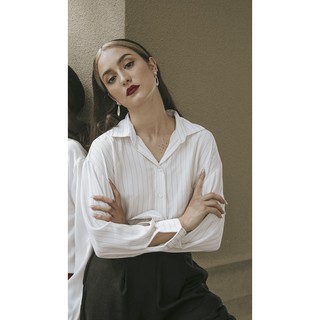 [thelegswork] Evette Shirt | Áo sơ mi oversized sọc đen.