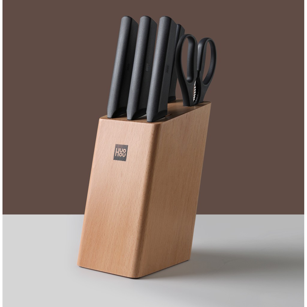 Bộ dao làm bếp 6 món Xiaomi HUOHOU thép không gỉ siêu sắc tiện lợi bền bỉ - Minh Tín Shop