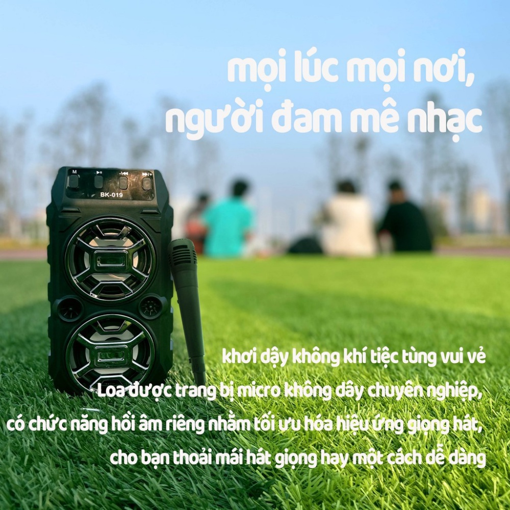 Loa karaoke mini di động Kimiso Bk019 loa hát âm lớn, hát karaoke hay/Tặng Kèm Mic Cao Cấp
