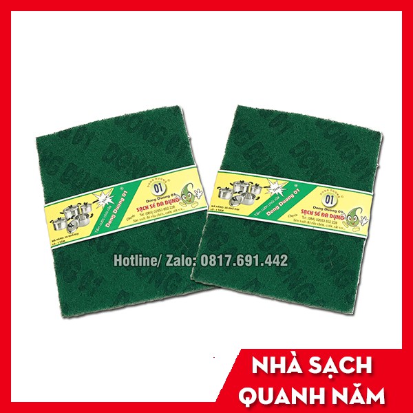 Combo 2 Miếng Cọ Xanh Không Xước, Rửa Chén, Cọ Vệ Sinh Khổ Lớn