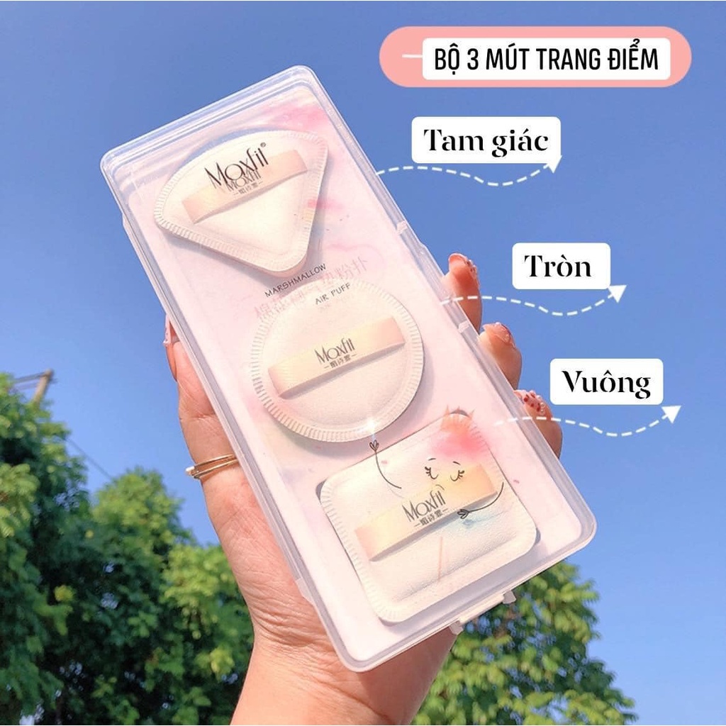 PVN44329 Set 3 bông tán phấn trang điểm cao cấp