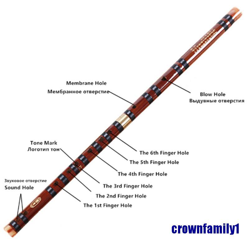 (crownfamily1) Bamboo Flute Professional Woodwind Musical instruments C D E F Key Chinese dizi